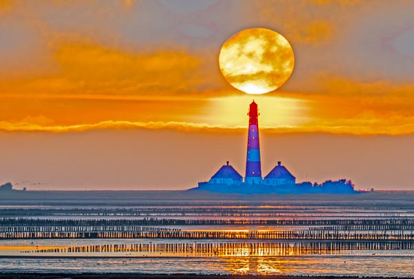 Leuchtturm Westerhever, Sonnenuntergang